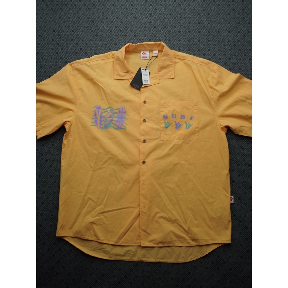 Quiksilver x Stranger Things The Mike Camp Shirt Mens XL Orange Surf Button Up
